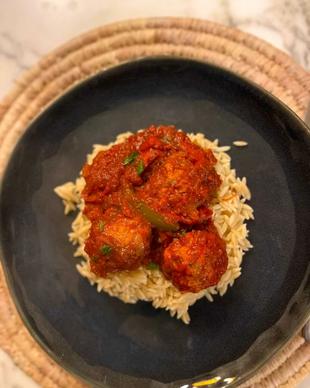 Boulettes à l’orientale, poivrons, pâtes grecques #boulette #homemadefood #waterloo