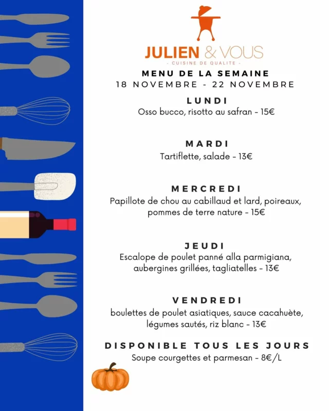 Ça se rafraîchi franchement, alors on ne vous laisse pas mourir de froid avec un menu qui va bien vous réchauffer 😋 
Psst, le menu des fêtes arrive dans la semaine🎄🎅🏼 #traiteur #waterloo